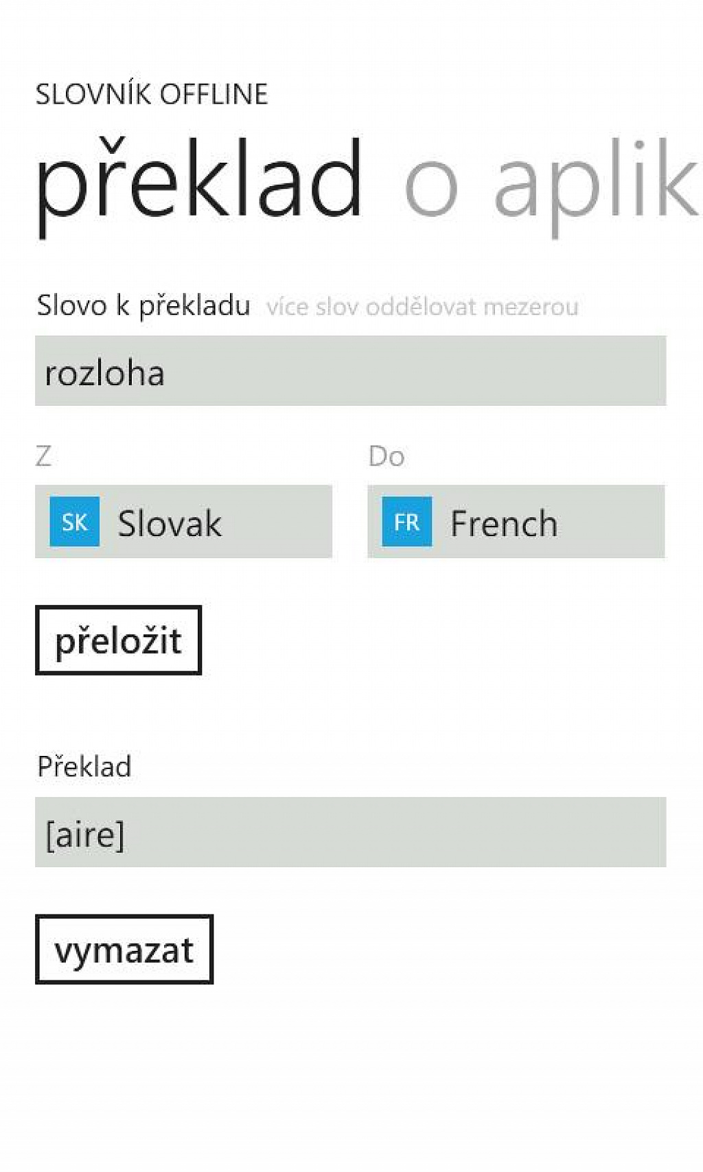 Offline slovník pro WP7